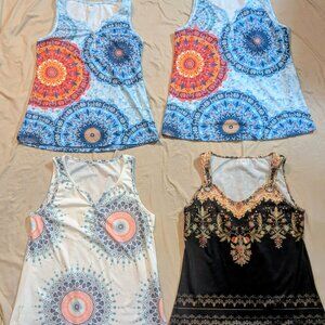 FOUR ETCYY NEW Classic Embellished Tank Tops SIZES SMALL/MEDIUM Muticolor